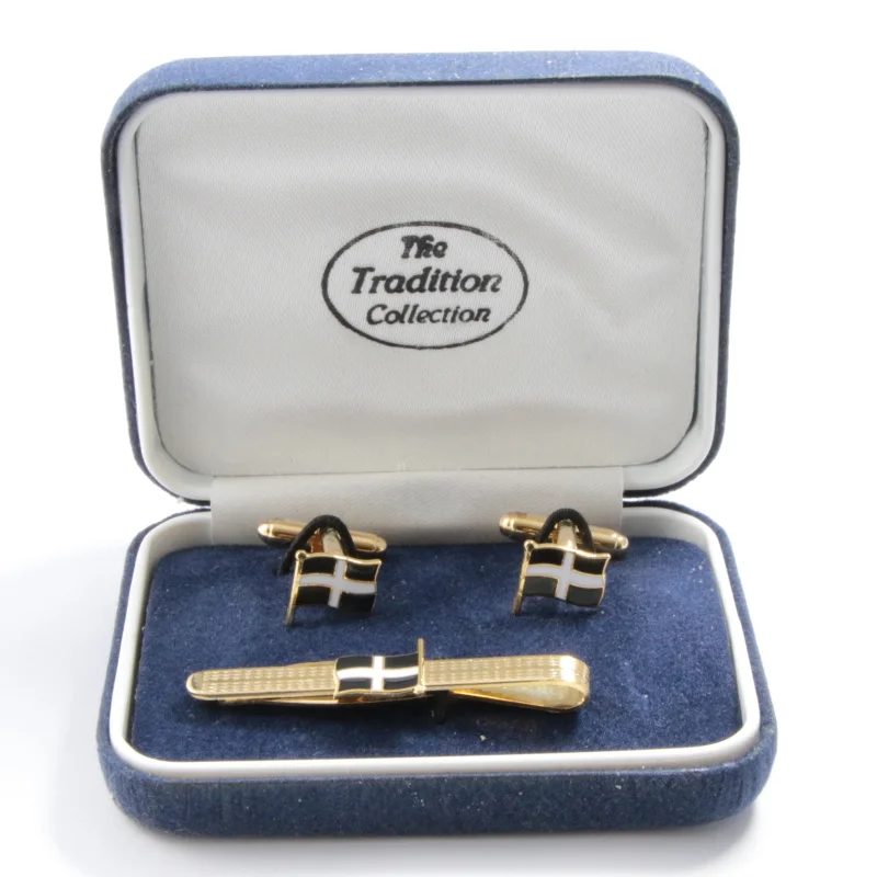Cornish St Piran's Flag Cufflinks & Tie Clip Cornish St Piran's Flag Cufflinks & Tie Clip