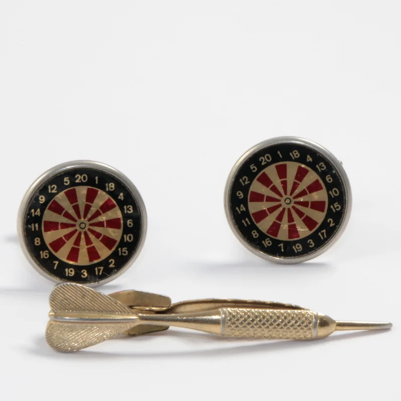 Dartboard Cufflinks and Dart Tie Clip Dartboard Cufflinks and Dart Tie Clip