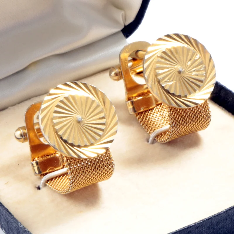Vintage Geometric Diamond Cut Wraparound Mesh Cufflinks Vintage Geometric Diamond Cut Wraparound Mesh Cufflinks